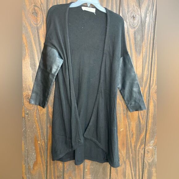 Zara black faux leather elbow open cardigan size medium - Picture 13 of 14